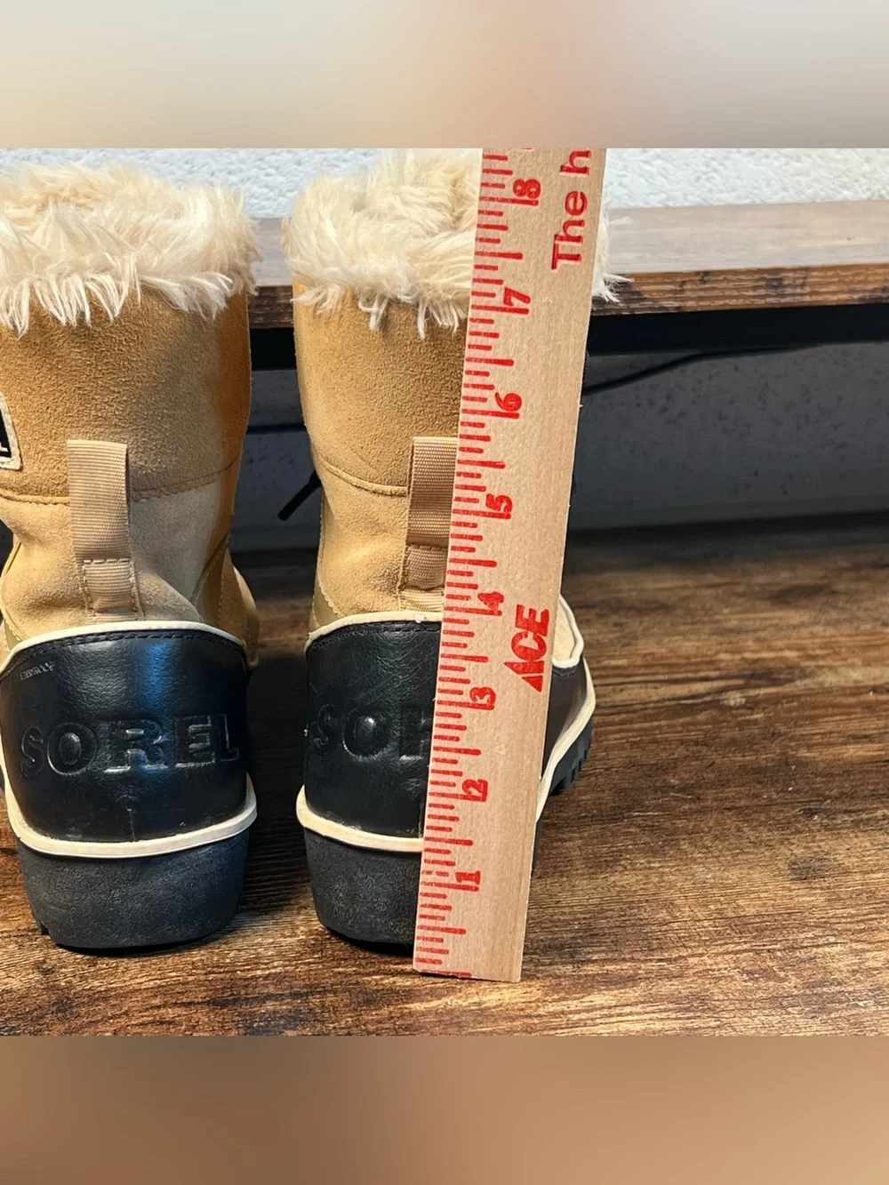 Sorel Boots Waterproof Winter Tan Suede Leather Faux Fur Women's 6.5